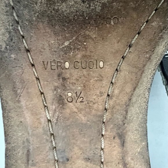 Brian Atwood Black Leather Flat Strappy Sandals Crystal Embellishments 8.5 / 39 - Picture 7 of 7